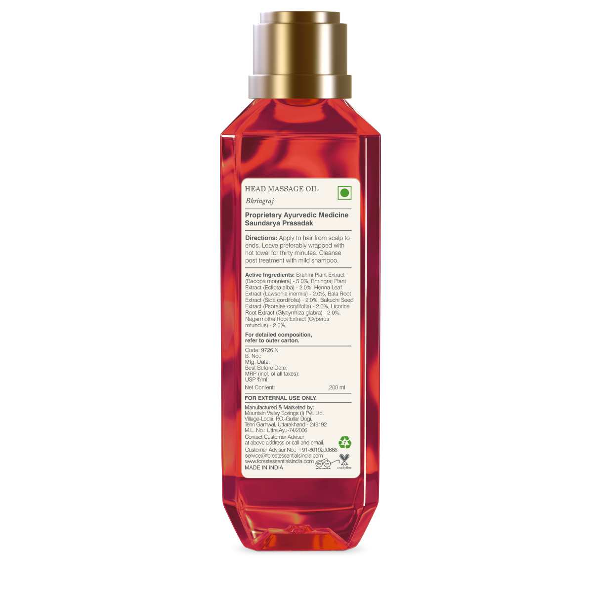 Ayurvedic Herb Enriched Head Massage Oil Bhringraj - Forest Essentials