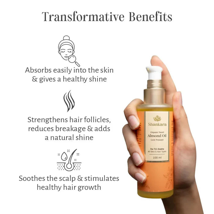 Organic Sweet Almond Oil Cold Pressed - Shankara