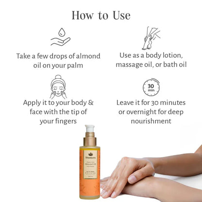 Organic Sweet Almond Oil Cold Pressed - Shankara