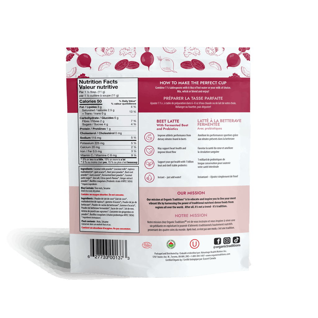 Organic Beet Latte with Fermented Beets and Probiotics - Organic Traditions