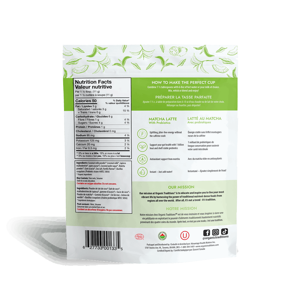 Organic Matcha Latte with Probiotics - Organic Traditions