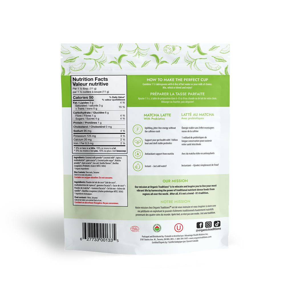 Organic Matcha Latte with Probiotics - Organic Traditions